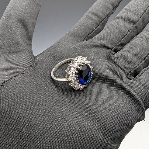 vintage jewelry blue stone sterling silver ring